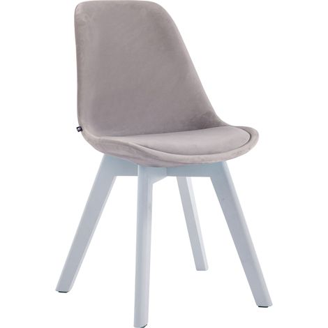Chaise de salle à manger x1 design scandinave en velours gris et piètement à 4 pieds en bois blanc 100003291 (1/3)