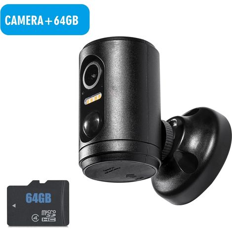 (64 Go) Mini caméra 2 MP, connectivité WiFi sans fil, longue autonomie en veille, capteur de mouvement PIR intérieur. (1/5)
