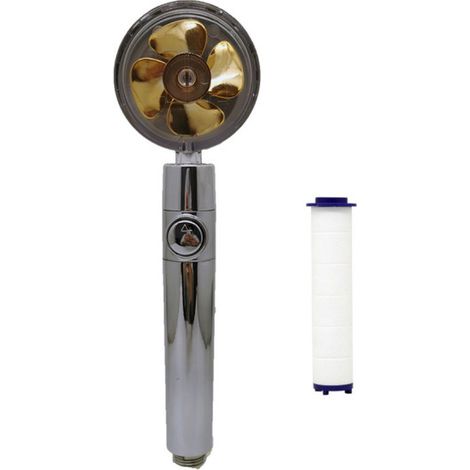 Gold 1 High Pressure Propeller Shower Head, 360° Water Saving Rotating Shower Nozzle, 2cm Universal (1/5)