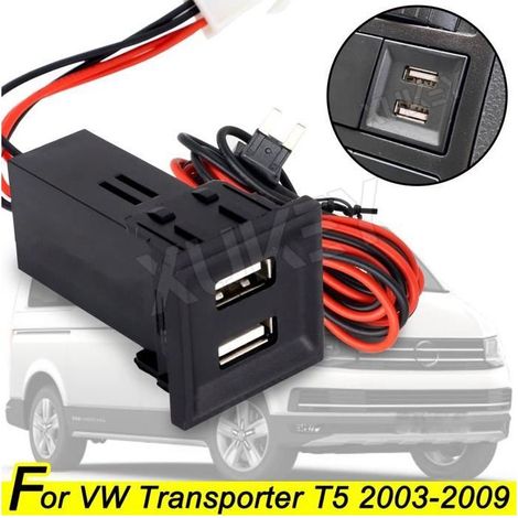 Kfz-Ladegerät – VW Transporter T5 – Zwei USB-Anschlüsse – 2,1 A – Schwarz – ABS (1/5)