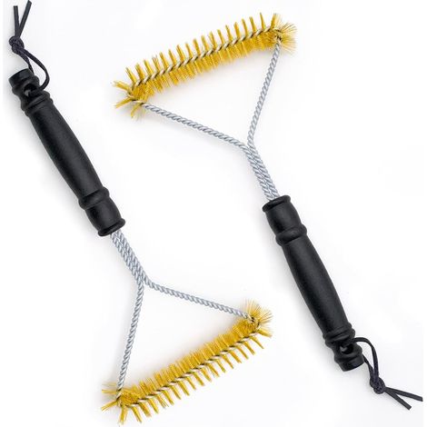 2 Brosse De Barbecue,Acier Inoxydable,Triangulaire,Microfibre,Gril Gaz Charbon (1/5)