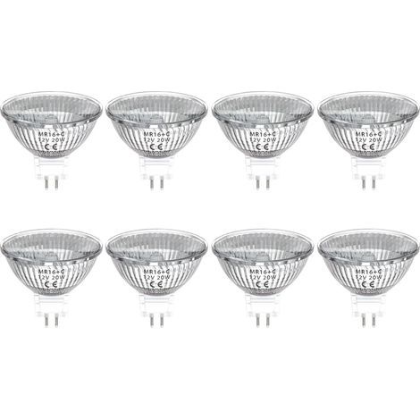 MR16 GU5.3 20 W dimmbare Halogenlampe, 12 V MR16 GU5.3 Strahler, 30 Grad Abstrahlwinkel, MR16 Halogenlampe, Warmweiß 2800 K, 8er-Pack [Energieklasse G] (1/5)