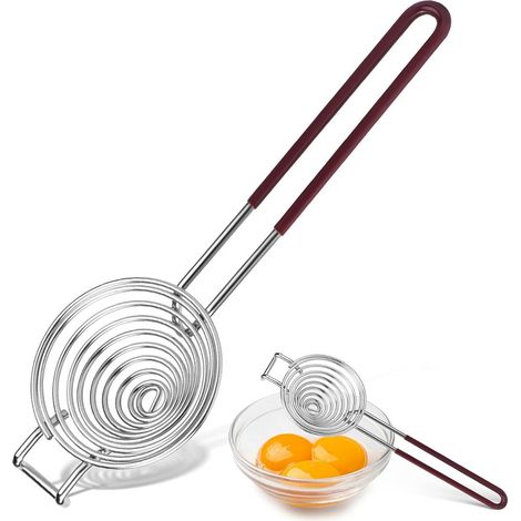 Longue poignée séparateur jaune d'œuf en acier inoxydable 23.5cm argent (1/5)