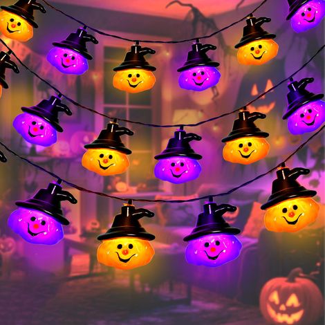 Guirlande lumineuse Halloween 3m, 20 LED – citrouilles violet et orange, étanche IP55, pour jardin et fêtes (1/5)