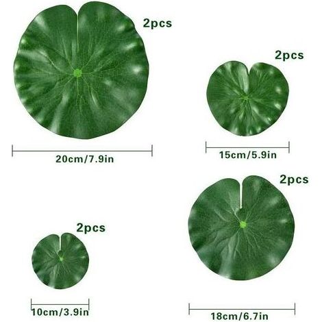 VURAHOME - Nénuphars artificiels pour plantes flottantes et feuilles de lotus réalistes pour la maison, le jardin, les bassins, la piscine, l’aquarium, le paysage8pcs (1/4)