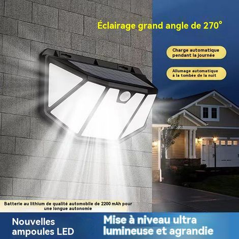 Applique murale solaire extérieure ultra-brillante, éclairage à 270° sur quatre côtés avec détecteur de mouvement, étanchéité IP65 pour jardin et terrasse (1/4)