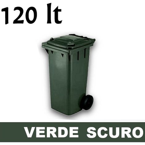 Cassonetto/Pattumiera/Contenitore/Bidone per raccolta rifiuti uso esterno 120lt Verde scuro