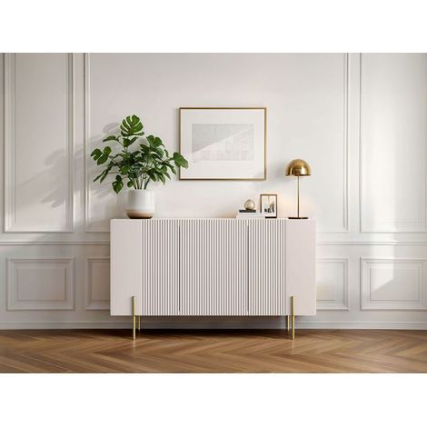 Bobochic – Buffet 3 portes 150 cm – Plateau effet marbre – Pieds en métal doré – Rangement moderne pour salon – Fabrication européenne (1/5)