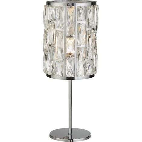 [GEBRAUCHT] B-Ware Searchlight Tischleuchte Lampe Bijou Kristallglas Chrom Glas Transparent 43,5 Cm