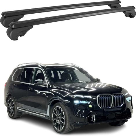 OMAC Barres de toit en aluminium pour BMW X7 G07 2018-2026 – TÜV / DIN 75302:2019 – Antivol inclus – Charge max 75 kg – 2 barres Noir (1/4)