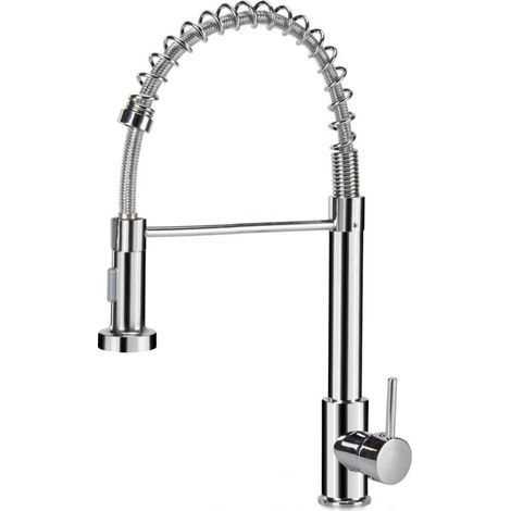 Robinet de cuisine argenté Mitigeur avec douchette extractible, mitigeur de cuisine, pivotant à 360° (1/5)