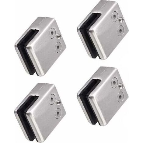 Lot de 10 pinces à verre carrées inox 304 12 mm – Support verre carré réglable – Fixation sécurisée pour rampes et balustrades (1/4)