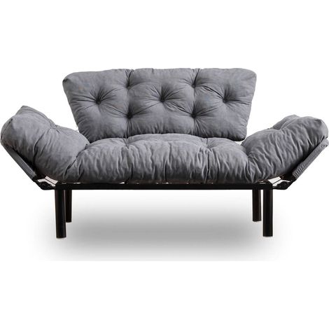 Sofá Cama 2 Plazas Guchol, Reclinable con Almacenaje y Reposabrazos, 155x70 cm Gris