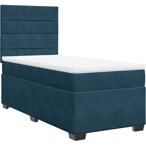 Maison Exclusive - Giroletto a Molle con Materasso Blu 90x200 cm in Velluto (1/5)