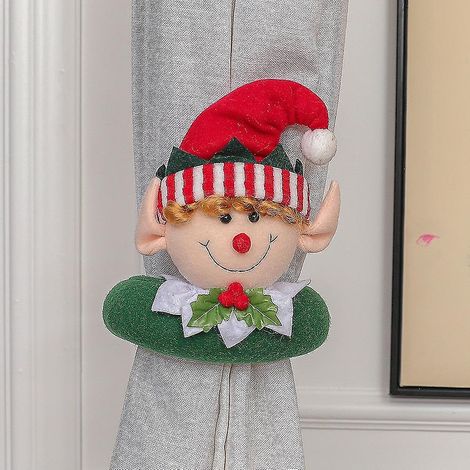 Nouvelle décoration de Noël : rideaux de Noël avec des lutins, des boucles fantaisie et des rideaux créatifs pour poupées, à cordon et à suspendre à la porte. (1/3)