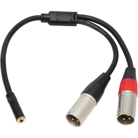 Câble micro professionnel 1/8 3.5mm vers double XLR mâle, stéréo femelle 30cm, adaptateur audio pour enregistrement, connectique nickelée, paire XLR vers jack 3.5, longueur 1 pied, usage studio et liv (1/5)