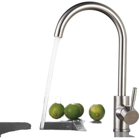 Grifo para lavabo de baño, acero inoxidable 304, giratorio 360°, color plata, acero inoxidable (1/2)