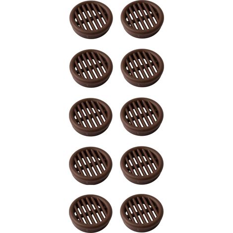 Cyclingcolors – Lot de 10 grilles d'aération rondes en plastique 35mm – Protection ventilation plafond et mur – Couleur marron – Hauteur 11,5mm