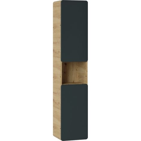 Colonne de salle de bain - Chêne artisanal doré et noir mat - L35-H170-P32 - ARRIBA (1/2)