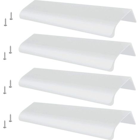 4 tiradores ocultos. Tiradores contemporáneos de 150 mm para armarios de cocina (plateado mate). (1/5)
