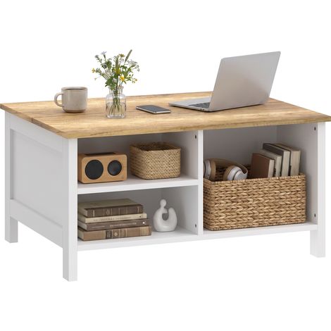 HOMCOM Cassapanca Contenitore 80 cm con Coperchio Sollevabile, Color Legno (1/5)