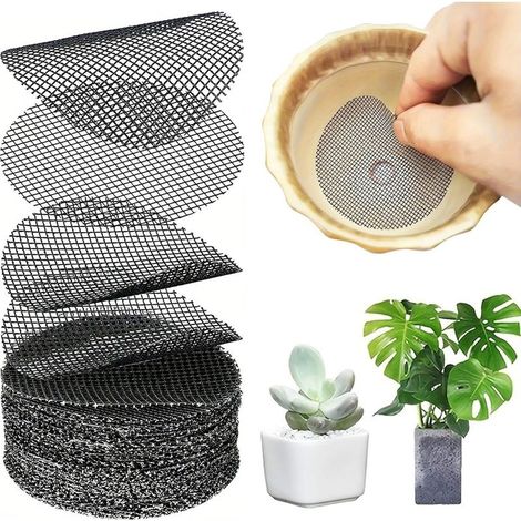 100 Pièce Grille de Drainage Bonsai, Tapis pour Pots de Fleurs Ronds, Grille Plastique pour Coupe Bonsai, Pot de Fleurs ou jardinière. (1/5)