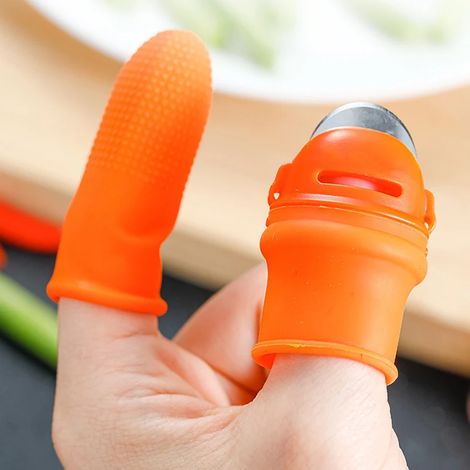 Protège-doigts en silicone avec lame pour fruits, légumes, pouce, couteau, protège-doigts, gadget de cuisine avec 5 manchons en silicone