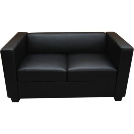 [NON UTILIZZATO] Divano sofa 2 posti lounge moderno elegante serie Lille M65 75x137x70cm pelle nero