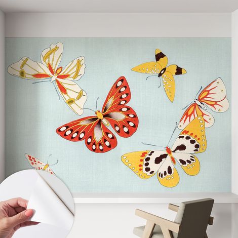 Papier peint autocollant avec imprimé pour intérieur moderne application facile a motif Papillons artistiques 152x104 cm (1/5)