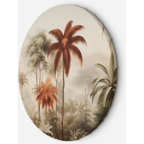 Tableau sur toile Image circulaire Palmiers dans une jungle 80x80 (1/5)
