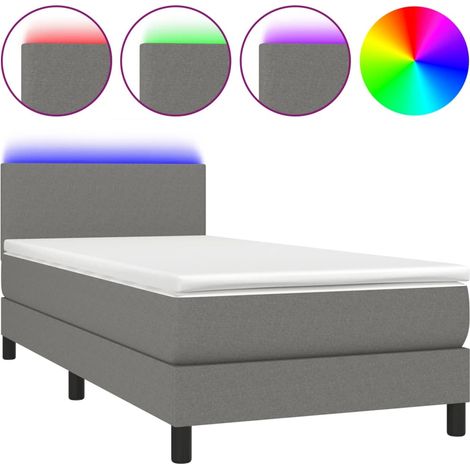 Maison Exclusive - Boxspringbett mit Matratze & LED Dunkelgrau 80