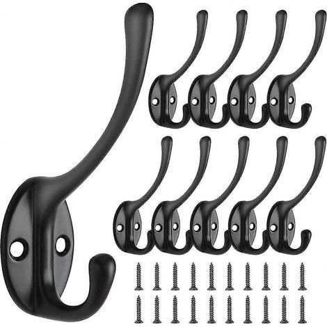 Set mit 10 Dww Retro-Garderobenhaken, Vintage-Metall-Wandhaken für Garderobe, Badezimmer oder Küche, Schwarz (1/5)