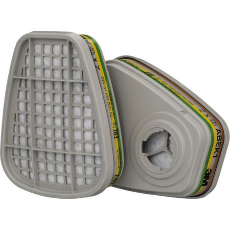 Filtro antigas e antivapore A1B1E1K1 6059 per maschere 3M serie 6000 e 6800 (confezione da 2) Grigio Unico