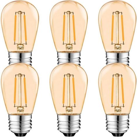 S14 E27 Edison LED Glühbirne,2W Vintage Filament Fadenlampe,Amber , Warmweiß 2700K, 360 ° Abstrahlwinkel, Nicht Dimmbar 6er-Pack [Classe énergétique G] (1/5)