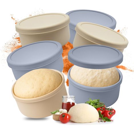 Relaxdays Set 6 contenitori per pizza in silicone, capacità 350 g, 6,5x14,5 cm, con coperchio (1/5)