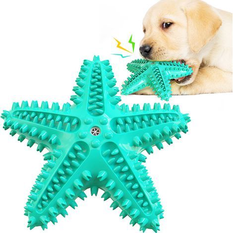 Juguetes para perros que mastican con fuerza, juguetes cepillo de dientes para limpiar los dientes de los perros, juguetes interactivos y duraderos con forma de estrella de mar. (1/5)
