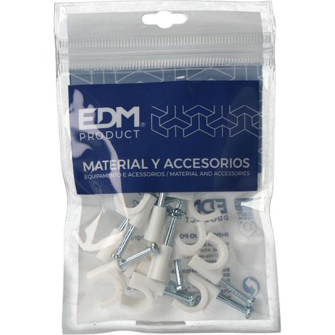Clip Blanc Pour Câble Tuyau Tubulaire 2x2.5mm N°8 (Blister 15 Unités) Edm. (1/3)