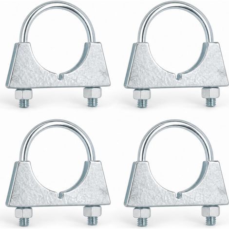4PCS Collier Echappement 50 mm, collier echappement 50mm En Acier Galvanisé Avec Boulon Et Plaque, collier de serrage échappement voiture, Longueur 83 mm Largeur 80 mm Pour Tuyaux D’Échappement (1/5)