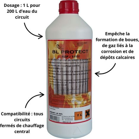Agent protecteur chauffage central 1L – Prévention corrosion et tartre – Compatible tous circuits fermés – Efficacité durable