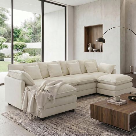 Wendbares modulares Ecksofa aus grauem Cord – 279 x 179 x 83 cm (1/5)