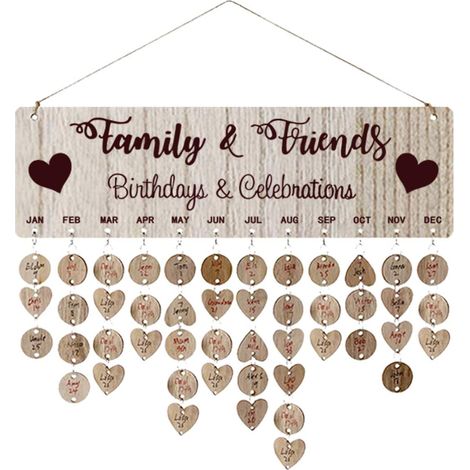 Famille Rappel Anniversaire Calendrier Bricolage Tenture Murale Calendrier Perpetuel En Bois Plaque Pour Cadeau D'Anniversaire Pour MèRe Grand-MèRe (1/5)
