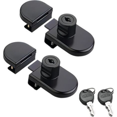 Serratura di sicurezza in 2 pezzi per ante in vetro, ideale per vetrine, senza bisogno di forare, per vetrine con vetro da 5-8 mm, colore nero -Crezuo