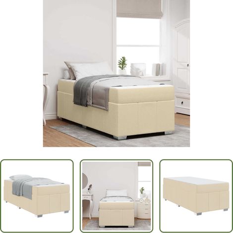 vidaXL Lits modernes - Cadre de lit avec matelas Crème 80 x 200 cm tissu (1/5)