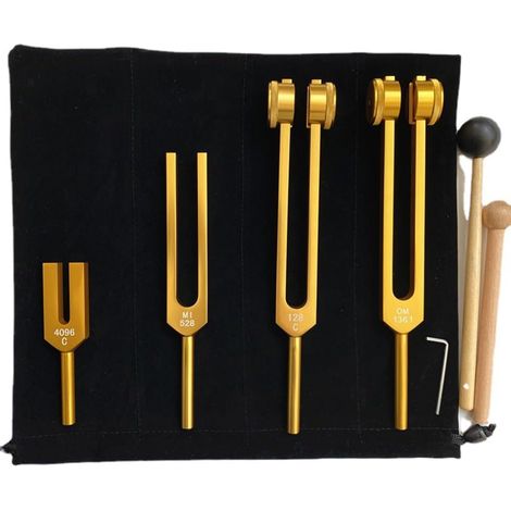 Ratstone Therapeutische Stimmgabel, Set mit 4 Stimmgabeln (128 Hz, 136,1 Hz, E 528 Hz, 4096 Hz), Ideal für Chakra-Heilung, Klangheilung und Anti-Stress. (1/5)