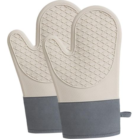 Set di 2 guanti da cucina in silicone extra lunghi, flessibili e resistenti al calore, perfetti per cucinare e cuocere al forno.