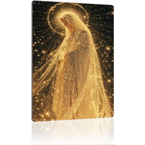 Plaque en Métal Vintage Art Murale pour Jardin de Fleurs de Lotus, Pureté et Élégance Spirituelle 40x30 cm. (1/5)
