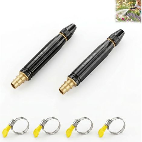 2 Pieces High Pressure Hose Nozzle Adjustable Spray Nozzle Accessory Hand Sprayer Heavy Duty for Cleaning Outdoor, Garden, Lawn, Car Terrace, Universal Water Lance Adapter (1/5)
