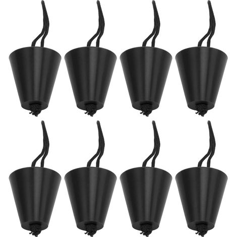 8 bouchons de trou d'écoulement en silicone pour kayak, avec cordon, jeu de 8, noir, pour canoë (1/5)