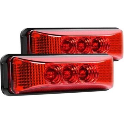 Lot de 2 feux de gabarit latéraux avant et arrière à 3 LED rouges pour camion et remorque, 3,9 pouces, feux de gabarit, feux de roche, étanches, montage en surface