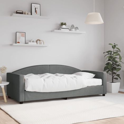Lit Adulte,Lit simple,Lit de jour avec matelas gris foncé 90x190 cm tissu CIV718149 (1/5)